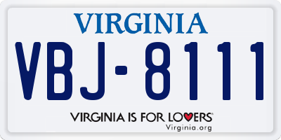 VA license plate VBJ8111