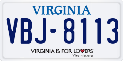 VA license plate VBJ8113