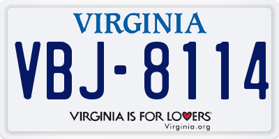 VA license plate VBJ8114