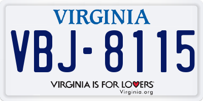 VA license plate VBJ8115