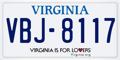 VA license plate VBJ8117