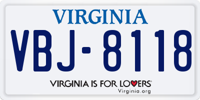 VA license plate VBJ8118