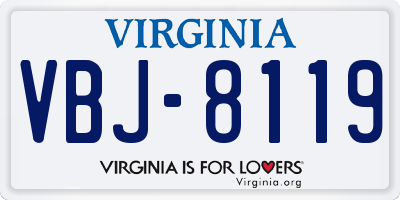 VA license plate VBJ8119