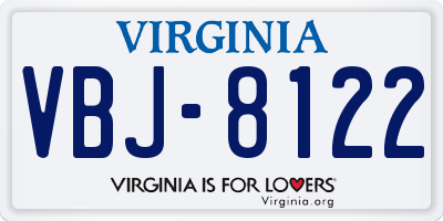 VA license plate VBJ8122