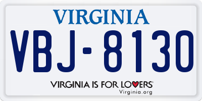 VA license plate VBJ8130