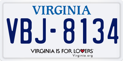 VA license plate VBJ8134