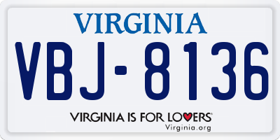 VA license plate VBJ8136