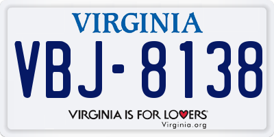 VA license plate VBJ8138