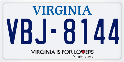 VA license plate VBJ8144