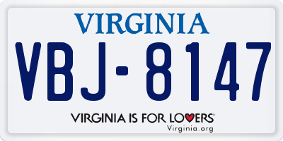 VA license plate VBJ8147
