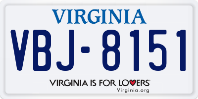 VA license plate VBJ8151