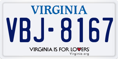 VA license plate VBJ8167