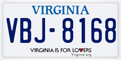 VA license plate VBJ8168