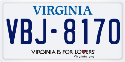 VA license plate VBJ8170