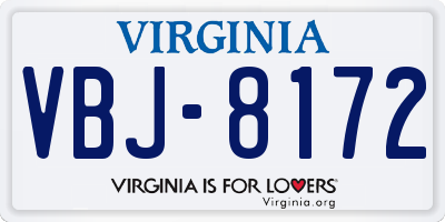 VA license plate VBJ8172