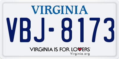VA license plate VBJ8173