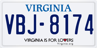 VA license plate VBJ8174