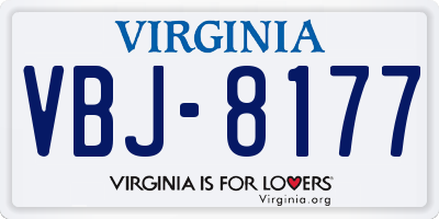 VA license plate VBJ8177