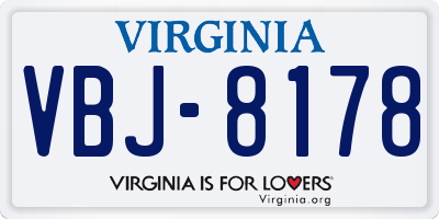 VA license plate VBJ8178