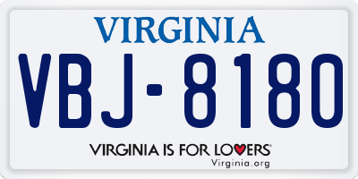 VA license plate VBJ8180