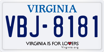 VA license plate VBJ8181