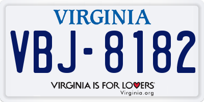 VA license plate VBJ8182