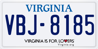 VA license plate VBJ8185