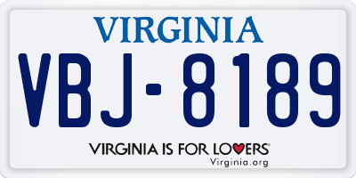 VA license plate VBJ8189