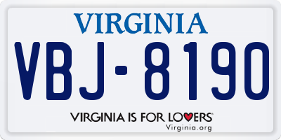 VA license plate VBJ8190