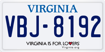 VA license plate VBJ8192