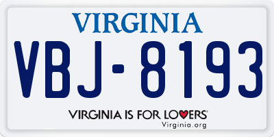 VA license plate VBJ8193