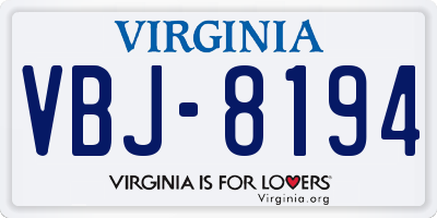 VA license plate VBJ8194