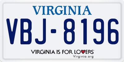 VA license plate VBJ8196