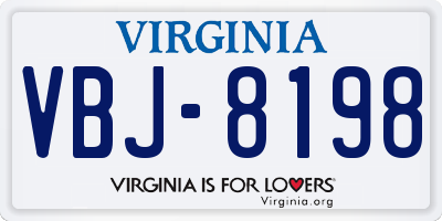 VA license plate VBJ8198