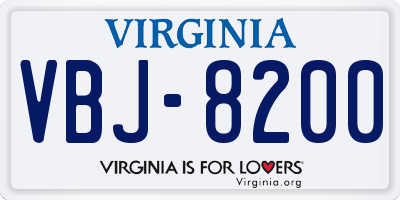 VA license plate VBJ8200