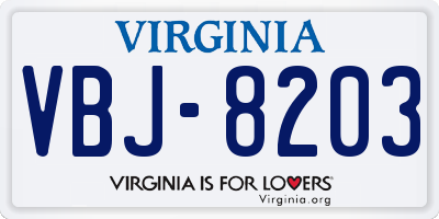 VA license plate VBJ8203