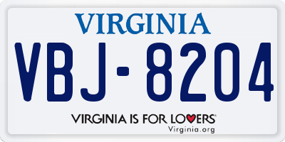 VA license plate VBJ8204