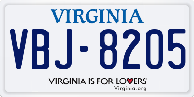 VA license plate VBJ8205