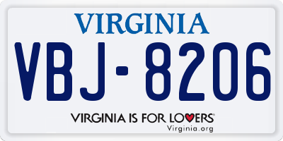 VA license plate VBJ8206