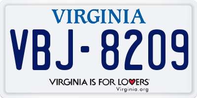 VA license plate VBJ8209