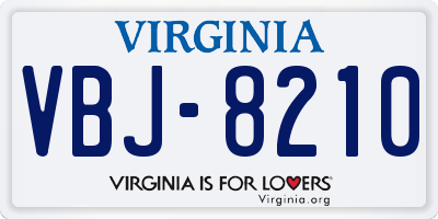 VA license plate VBJ8210
