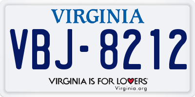 VA license plate VBJ8212