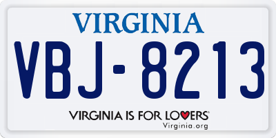 VA license plate VBJ8213