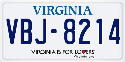 VA license plate VBJ8214