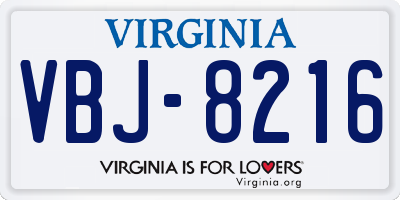 VA license plate VBJ8216