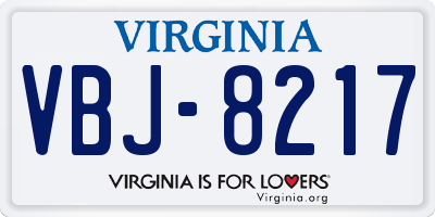 VA license plate VBJ8217