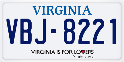 VA license plate VBJ8221