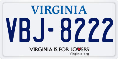 VA license plate VBJ8222