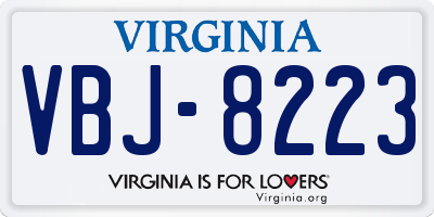VA license plate VBJ8223