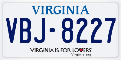 VA license plate VBJ8227